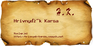 Hrivnyák Karsa névjegykártya